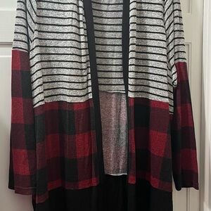Chic Striped and Plaid Open Cardigan